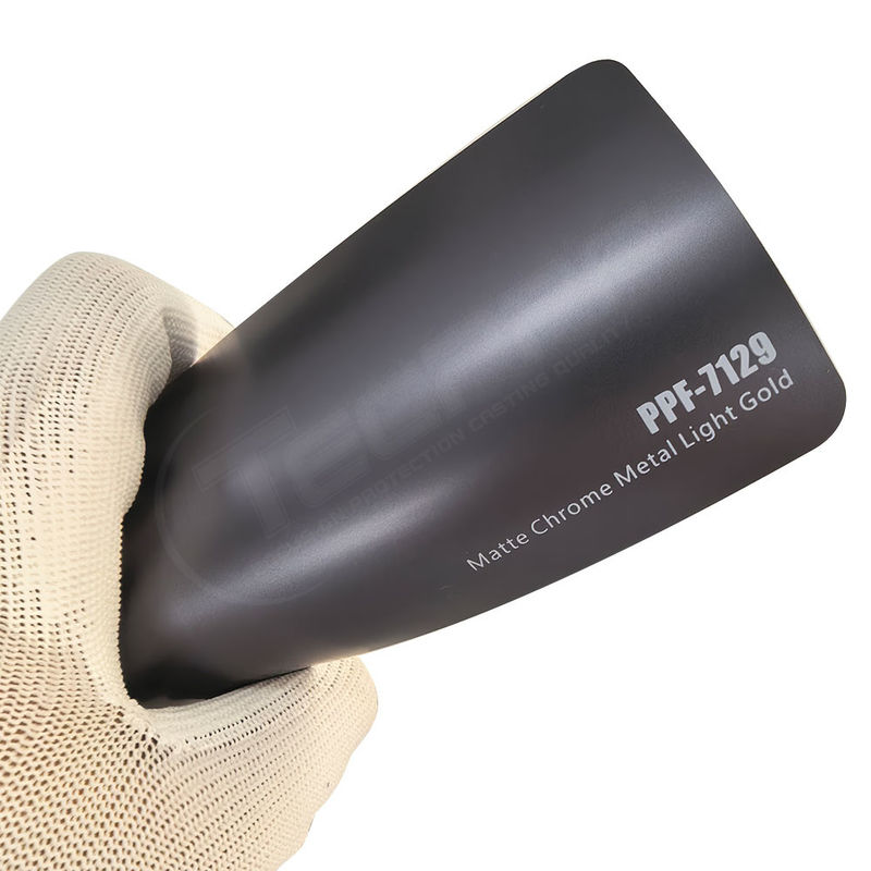 PPF-7129 Matte Chrome Metal Light Gold Color Verfbeschermingsfilm Voor Autokrassen