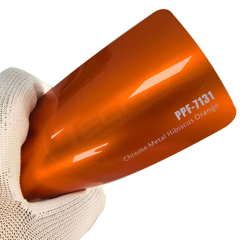 PPF-7131 Chrome Metal Hibiscus Orange Color Verfbeschermingsfilm Voor Autokrassen