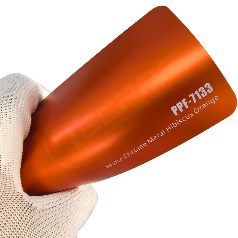 PPF-7133 Matte Chrome Metal Hibiscus Orange Color Verfbeschermingsfilm Voor Autokrassen